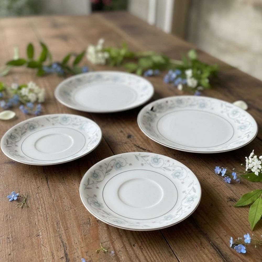 English Garden Floral Saucers #1221, Set of 4, Vintage Fine China of Japan Plate